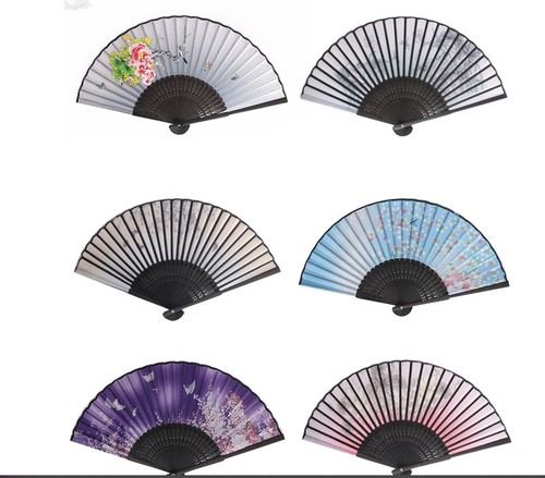 Korean Culture-Folding Bamboo Silk Traditional Fan Traditional Gift Color Random - Imagen 4 de 10
