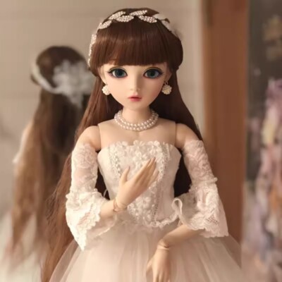 1/3 BJD Doll Girl Face Makeup Eyes Wig Full Set Birthday Gift Valentine's Day