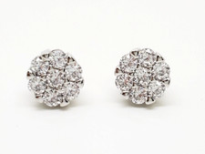 Round Flower Cluster 925 Sterling Silver Iced...