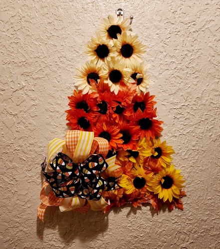 Floral Candy Corn Wreath - Halloween - Fall - Ribbon - Picture 5 of 5