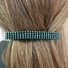 Large Pink Lined Green French Barrette, 90mm, For Long Hair, Thick Hair, Sturdy