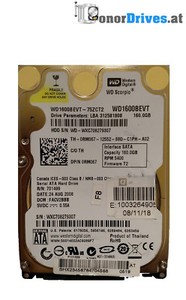 Western Digital WD1600BEVT-0RM067- 160GB - SATA - PCB 2060-701499-000 Rev. A*