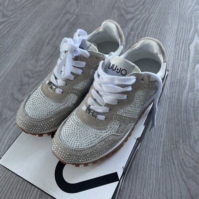 Liu jo Schuhe 37, neu, Glitzer, Strass, Sneaker, Weiß, Beige