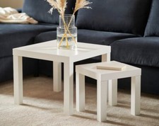 Set Di 2 Tavolini Designo Moderno, Bianco Quadrato