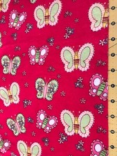 Butterflies on Pink 18 X 42 Flannel fabric 1290