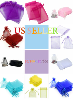  New ''4x4'' Drawstring Organza Bags Jewelry Pouches Wedding Party Favor Gift Bags