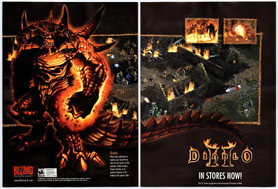 Vintage Print Ad 2000 Diablo II 2 PC Game Blizzard Original Promo Poster Art