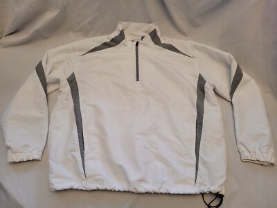 PING Golf 1/4 Zip Pullover Long Sleeve White/Gray Mens Size XL Drawstring  Hem