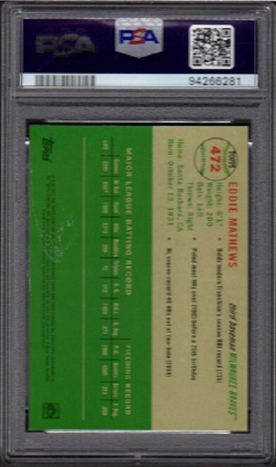 2023 Eddie Mathews Chrome Platinum #472 Toile Cream-Fuchsia Lava Graded PSA 10 view 2