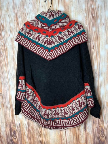 Alpaca Wool Poncho Scarf Women Highest Quality Hand Made in Peru Black Llama USA - Bild 4 von 5