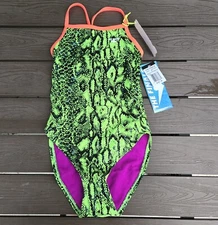 TYR The Finals Women's Gecko  Wingback Swimsuit Green - Size 32 NEW