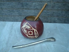 Mate Gourd Hand Carved -Mate Calabaza + Straw +Bonus Straw Bamboo Red