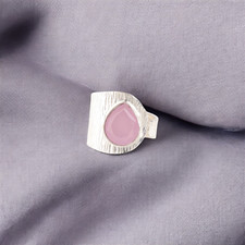 Rose Chalcedony Gemstone 925 Sterling Silver Statement Ring Jewelry For Women