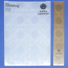 Cricut Cuttlebug Anna Griffin CANE PAISLEY Embossing Folder + BORDER VGC 5"x 7"