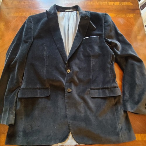 Calvin Klein Black Velvet Blazer Men's 44L Two Button Jacket Formal Suit Coat - Picture 5 of 16