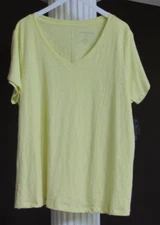 Cynthia Rowley Women's Short Sleeve Top Shirt 100% COTTON Citron Size 1X NWT