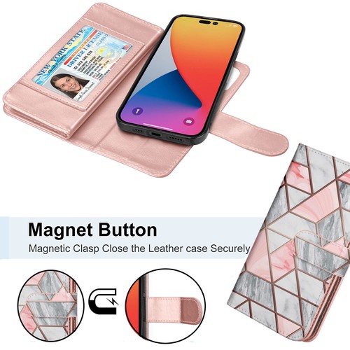 For iPhone 14 13 12 11 Pro Max XS XR SE 8 7 Flip Leather Wallet Case Stand Cover - Picture 52 of 54