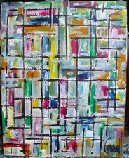 THING ONE 8x10 oil painting HARDpanel Abstract $ NEW original art signed Crowell