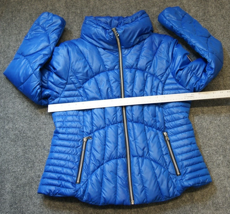 Guess Youth Jacket XL Blue Polyester Stretch Full Zip Mock Neck Puffer Jacket - Image 4 of 4