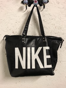 Nike Vegan Leather Vintage Handbag Bag White Slogan Large Tote Gym | eBay