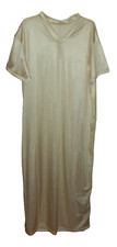 BEIGE Nylon Tricot CAFTAN LOUNGE DRESS Men  Women 54" Chest  58" Length 4X  