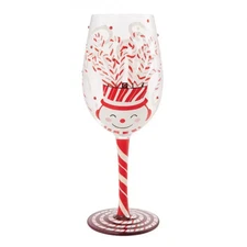 Lolita CANDY CANE JAR Hand Painted Wine Glass 6017393 NEW 2025 Enesco
