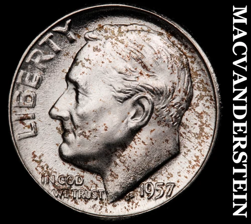1957 Roosevelt Dime- Silver- Choice Gem Brilliant Uncirculated Luster #i9822