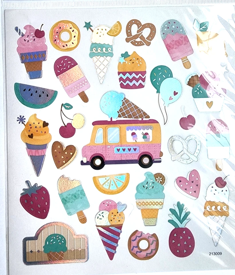 Helado Hombre Paletas Dulces Globos Cupcakes PS Lámina Acentos Pegatinas Foto 2 de 2