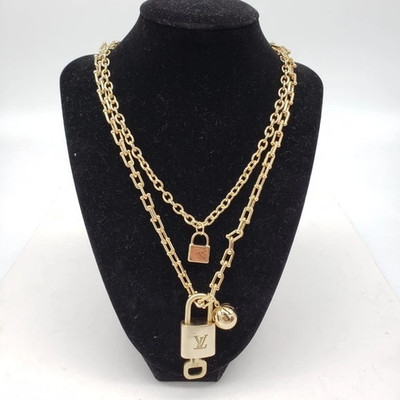Authentic Louis Vuitton Lock & Key W/ Unbranded Stainless Steel Gold Heart Chain