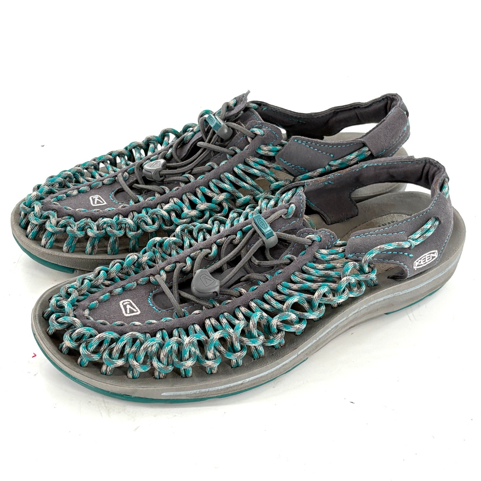 Sandali Keen donna Uneek 9 5 due corde 1014113 grigio acqua escursionismo slip on campeggio