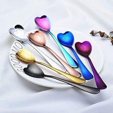 7 Stainless Steel Spoons - Heart & Love Shaped, Coffee & Dessert Spoon