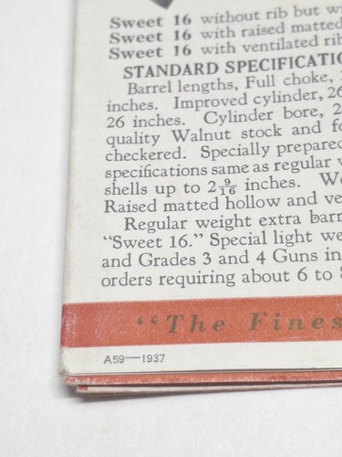 1937 Browning Shotguns St Louis MO Foldout Dealer Price Sheet Booklet - Picture 6 of 6