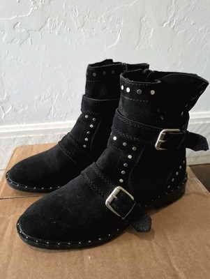 Steven By Steve Madden Black Suede Studded Zephyr Ankle Boots