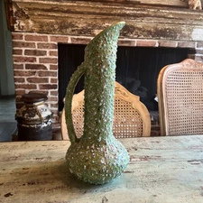 MCM Royal Haeger Popcorn Drip Glaze - Green, Ivory and Gold   EUC