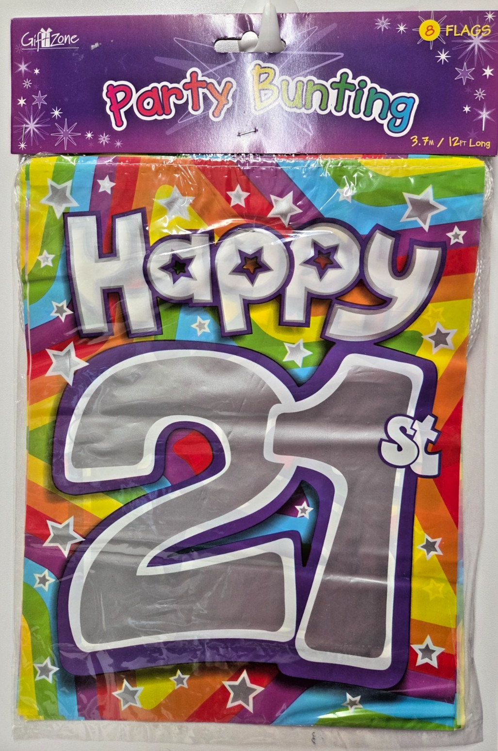 Happy 21st Birthday Banner Bunting 3.7m 21st large 8 Flags Party Decorations