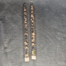 Vintage Clear Lucite Gold Copper Flake Taper Candle MCM Gregorian Inc Set 2