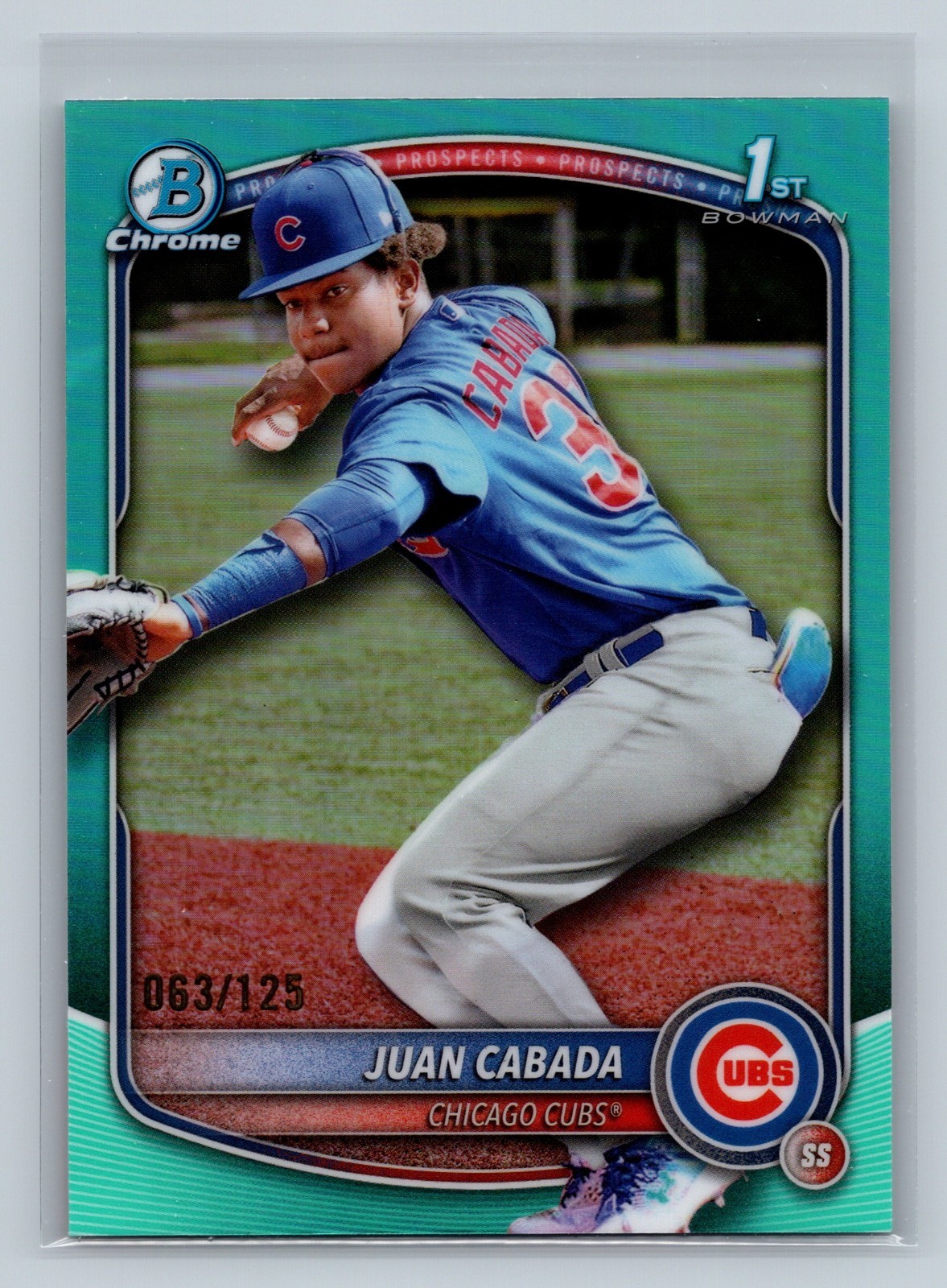 Juan Cabada 2025 Bowman Chrome 1st Aqua Refractor /125 #BCP-207 Cubs