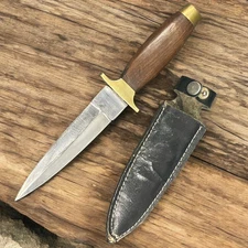 Boot Knife Sheath Fixed 4" Blade Double Edge Wood Handle Stainless Pakistan