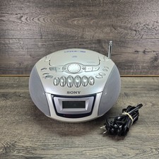 Sony CFD-E75 Portable Boombox CD Radio Cassette Silver Fully Tested