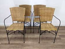 DINING CHAIRS 4 Iron Frame Wicker Seat Back Vintage French Bistro FREE DELIVERY