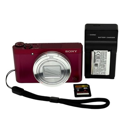 Excellent Sony Cyber-Shot DSC-WX500 18.2MP Red Compact Digital Camera 30x Zoom