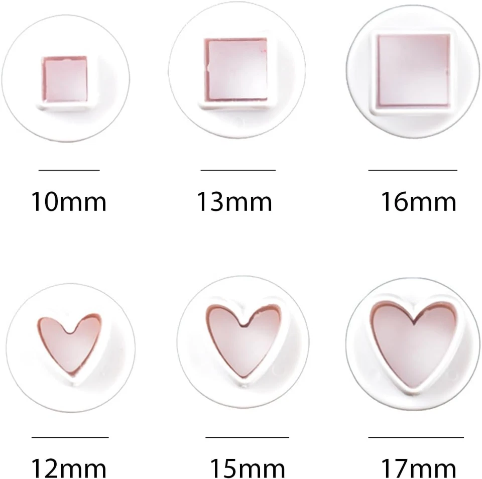 3 Herz und 3 quadratische Ausstechformen Mini Backformen Herzform Edelstahl - Bild 2 von 4