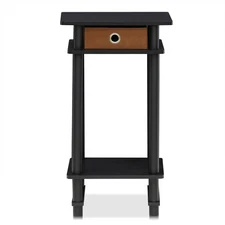 Furinno 17017EX/BR Turn-N-Tube Tall End Table with Bin, Espresso Brown