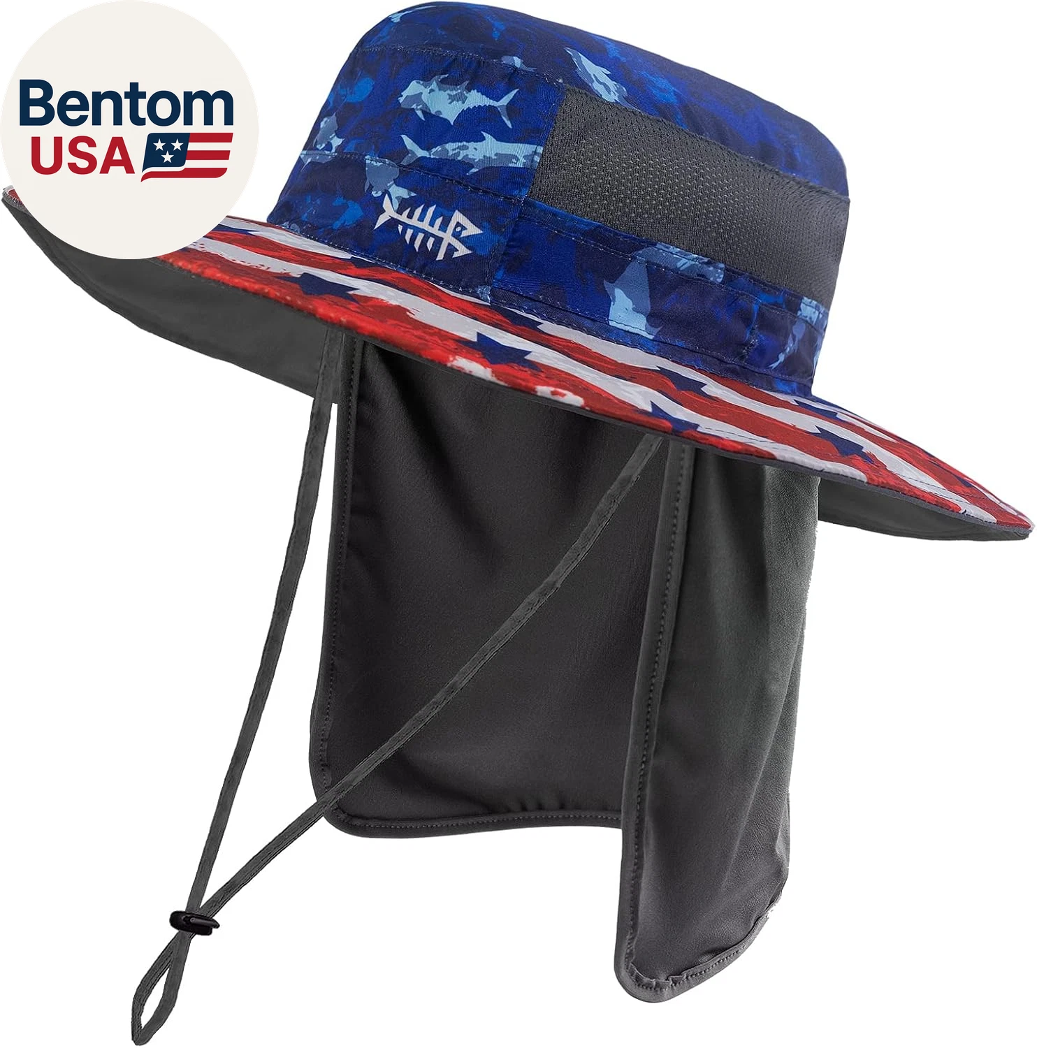 UPF 50+ Sun Fishing Hat Water Resistant with Detachable Neck Flap