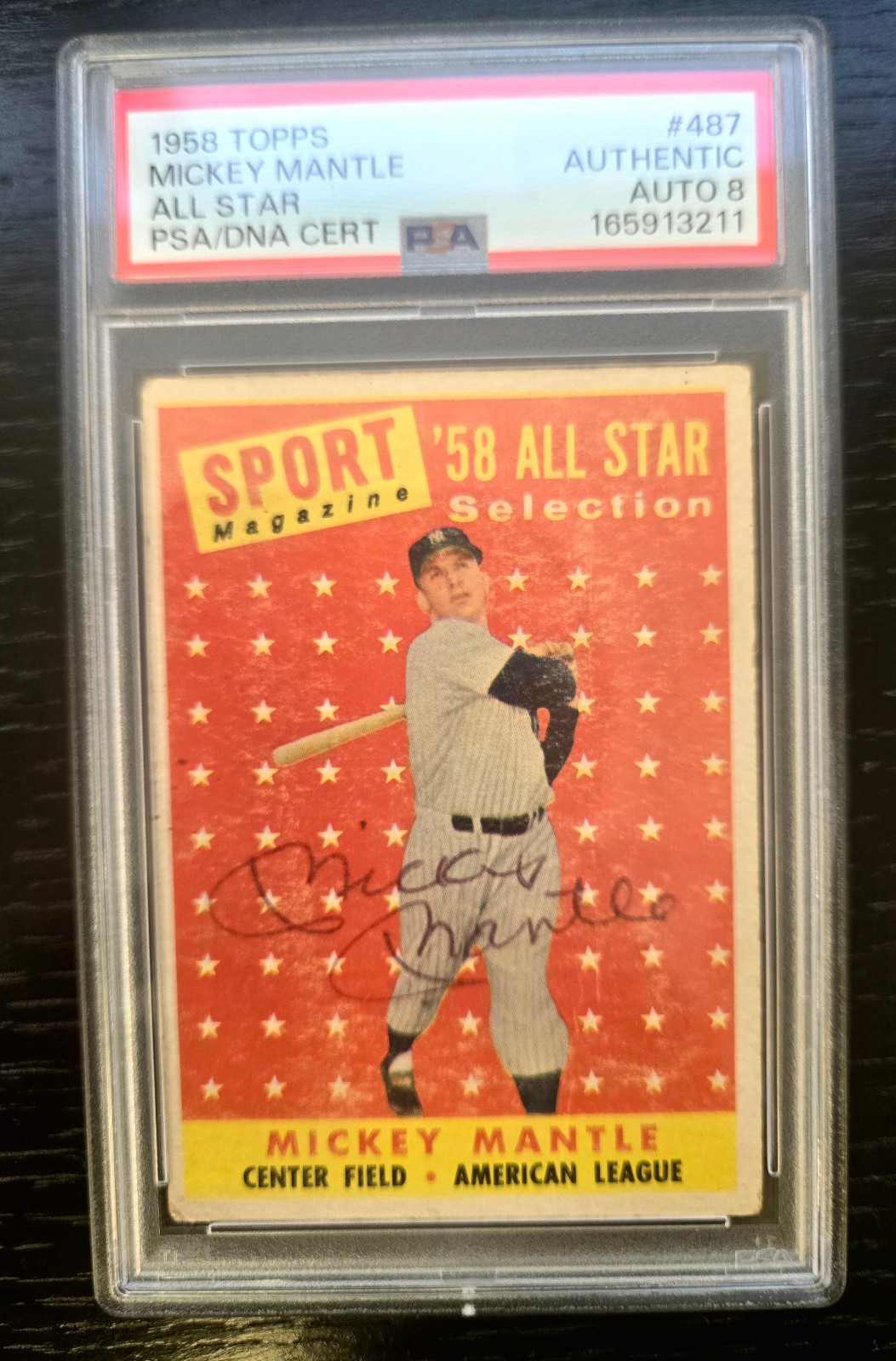 Mickey Mantle 1958 Topps #487 All Star Signed PSA/DNA Autographed Authenticated