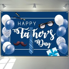 Fathers Day Banner Decorations 72" x 48" Happy Father's Day Backdrop Balloons Gl