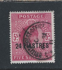 BRITISH LEVANT 1902-05 24pi on 5s BRIGHT CARMINE USED SG 12 CAT £65