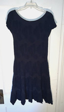 D EXTERIOR Italy fit & flare textured cloud dress Navy Blue Size M. c906