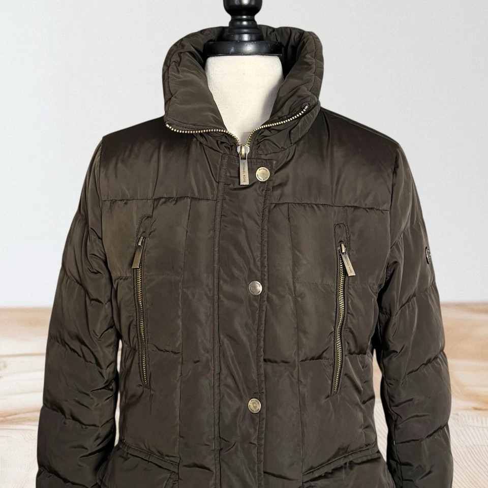 CHAQUETA ACOLCHADA Abrigo Parka Michael Kors Para Mujer Talla M Largo 4 Bolsillos Foto 2 de 4