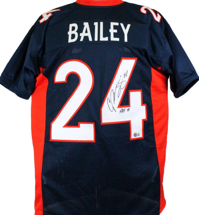 Champ Bailey Autographed Signed Denver Broncos Blue Pro Style Jersey w/HOF-Beckett W Hologram *Black 